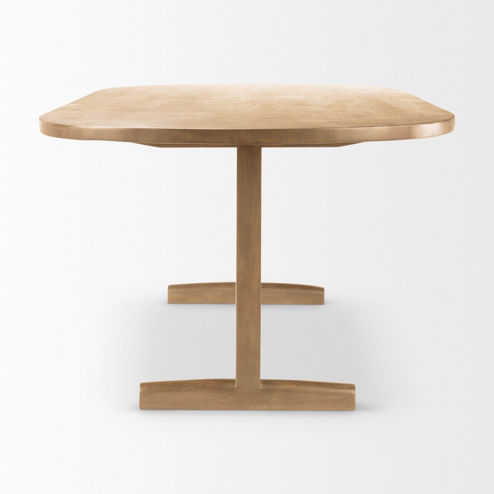 94" Light Brown Solid Wood Trestle Base Oval Dining Table