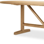 94" Light Brown Solid Wood Trestle Base Oval Dining Table