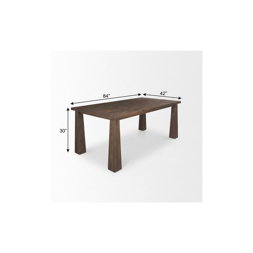 84" Dark Brown Solid Wood Dining Table