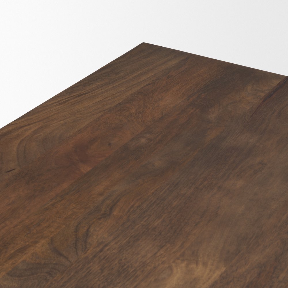 84" Dark Brown Solid Wood Dining Table