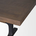 96" Natural And Black Solid Wood And Metal Trestle Base Dining Table