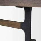 96" Natural And Black Solid Wood And Metal Trestle Base Dining Table