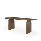87" Dark Brown Solid Wood Double Pedestal Base Oval Dining Table