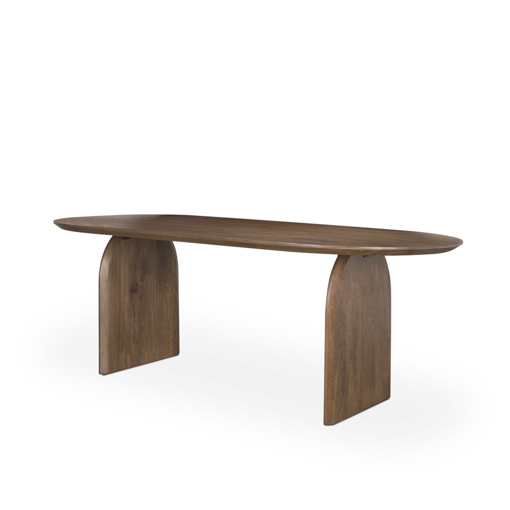 87" Dark Brown Solid Wood Double Pedestal Base Oval Dining Table