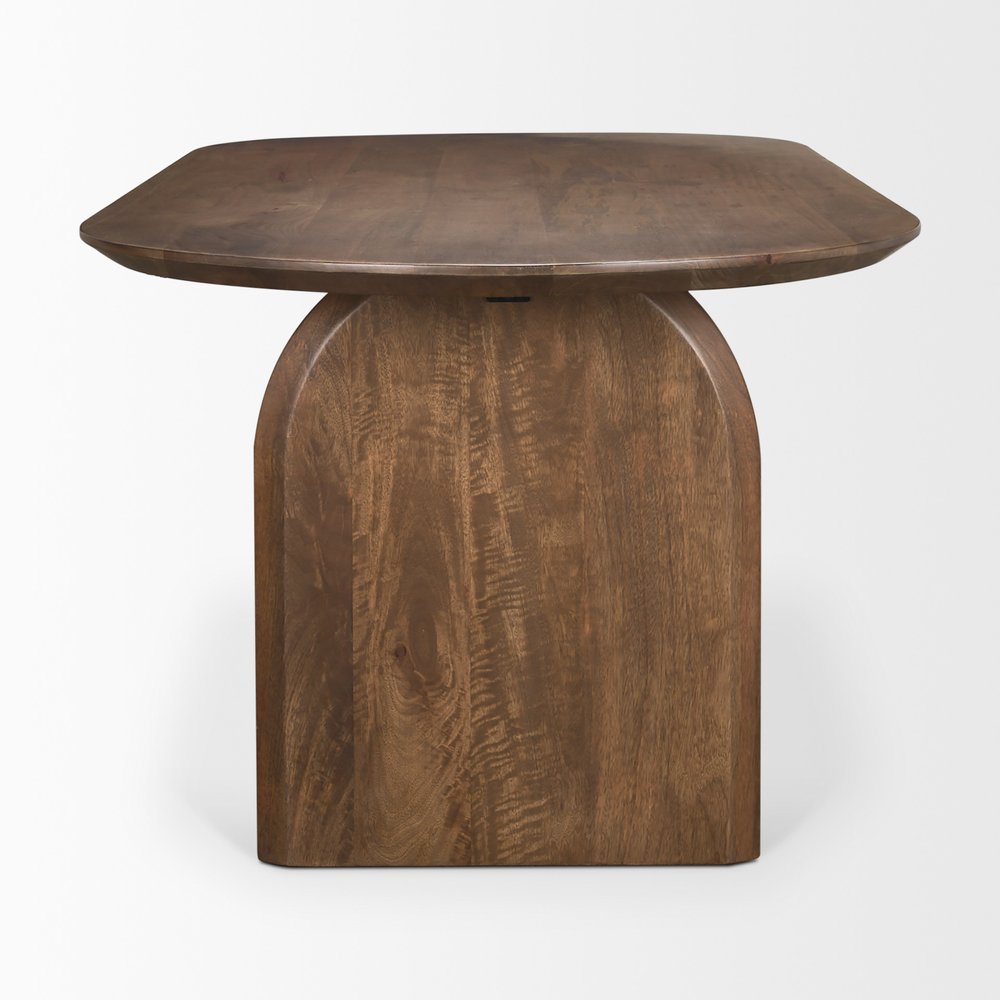 87" Dark Brown Solid Wood Double Pedestal Base Oval Dining Table