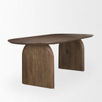 87" Dark Brown Solid Wood Double Pedestal Base Oval Dining Table