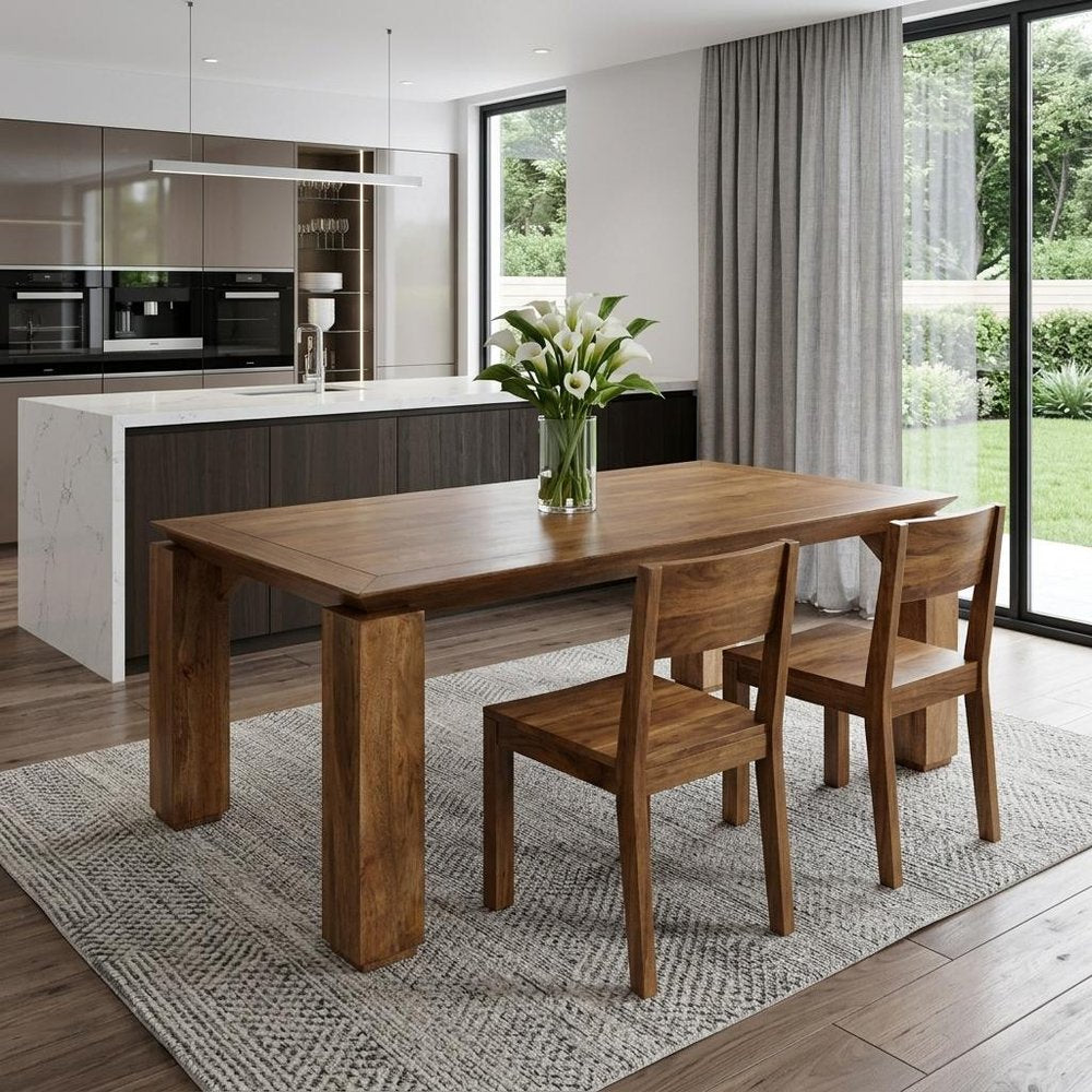 84" Brown Solid Wood Dining Table