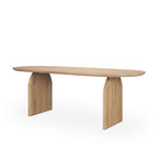 87" Light Brown Solid Wood Double Pedestal Base Oval Dining Table