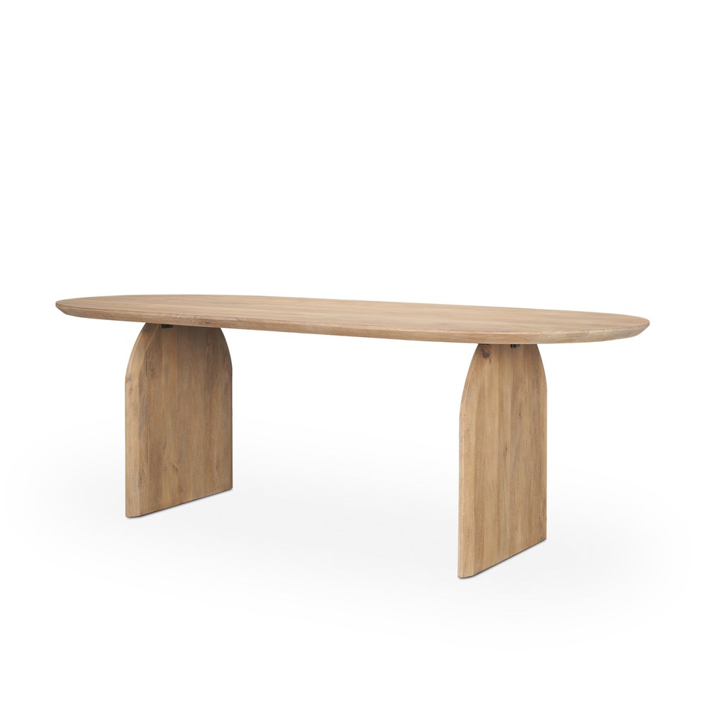 87" Light Brown Solid Wood Double Pedestal Base Oval Dining Table