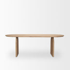 87" Light Brown Solid Wood Double Pedestal Base Oval Dining Table