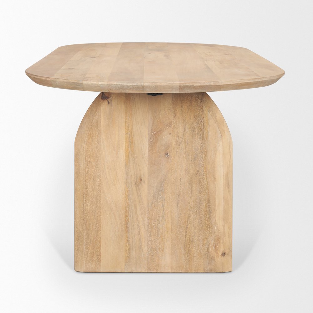 87" Light Brown Solid Wood Double Pedestal Base Oval Dining Table