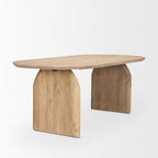 87" Light Brown Solid Wood Double Pedestal Base Oval Dining Table
