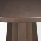 60" Dark Brown And Black Solid Wood And Iron Pedestal Base Round Top Dining Table
