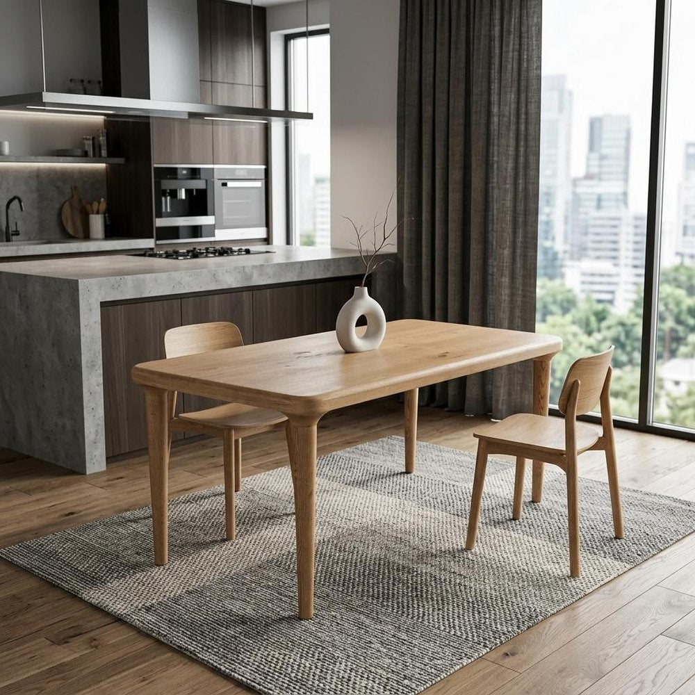 72" Light Brown Solid Wood Dining Table