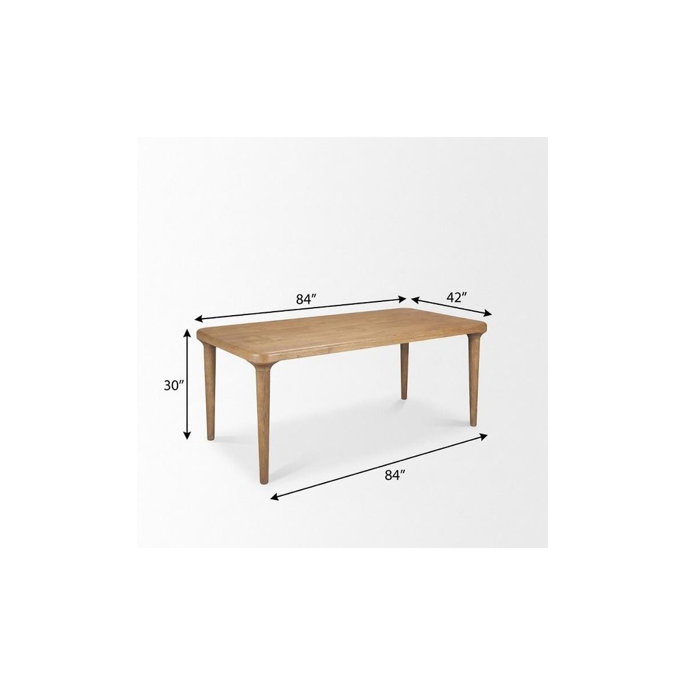 84" Light Brown Solid Wood Dining Table