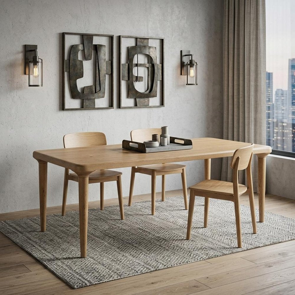 84" Light Brown Solid Wood Dining Table