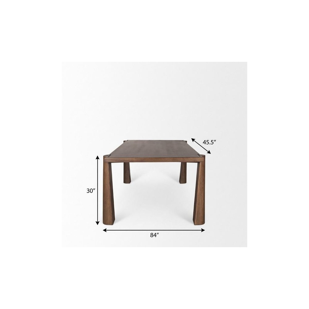 84" Brown Solid Wood Dining Table