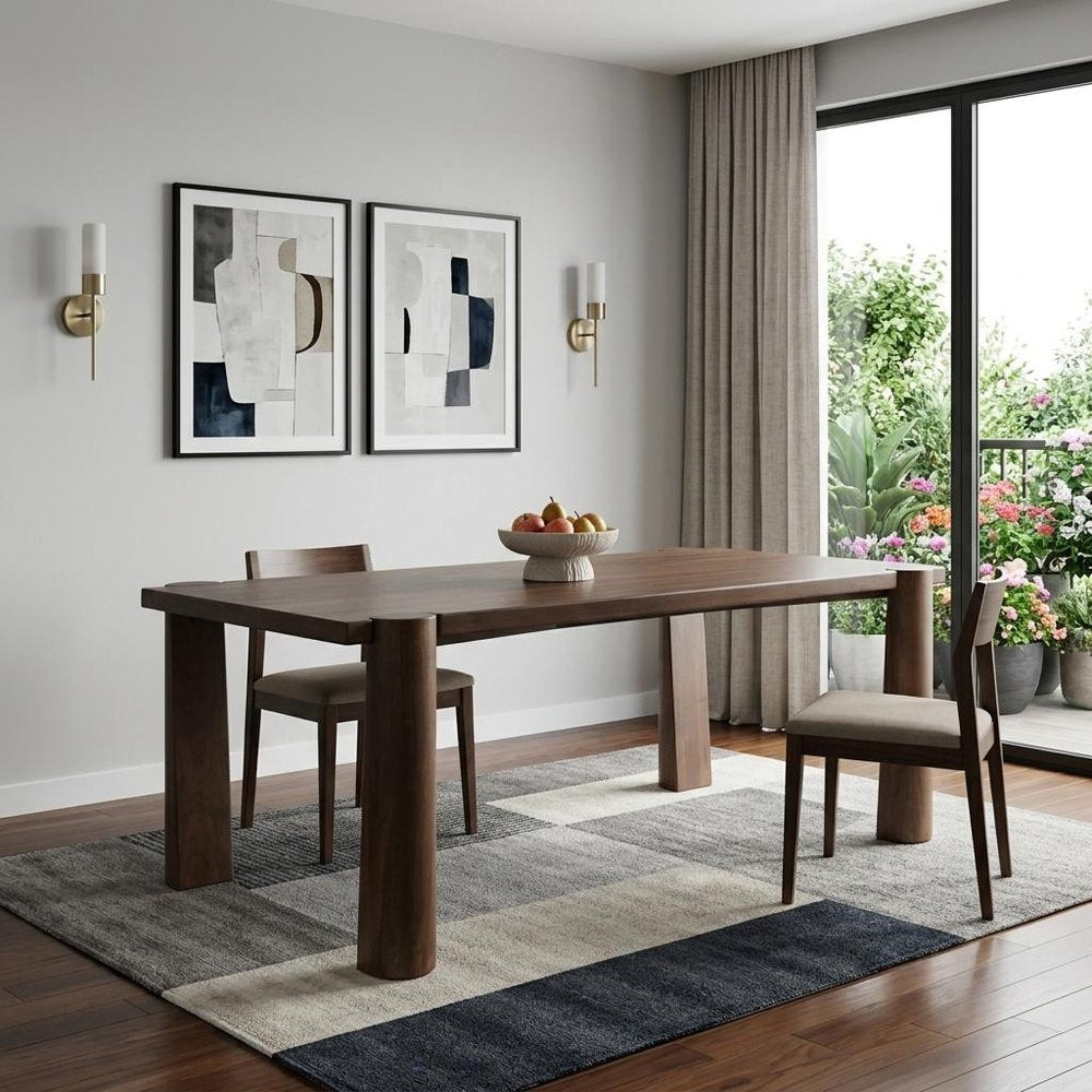 84" Brown Solid Wood Dining Table