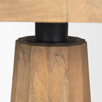 60" Dark Brown And Black Solid Wood And Iron Pedestal Base Round Top Dining Table