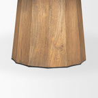 60" Dark Brown And Black Solid Wood And Iron Pedestal Base Round Top Dining Table