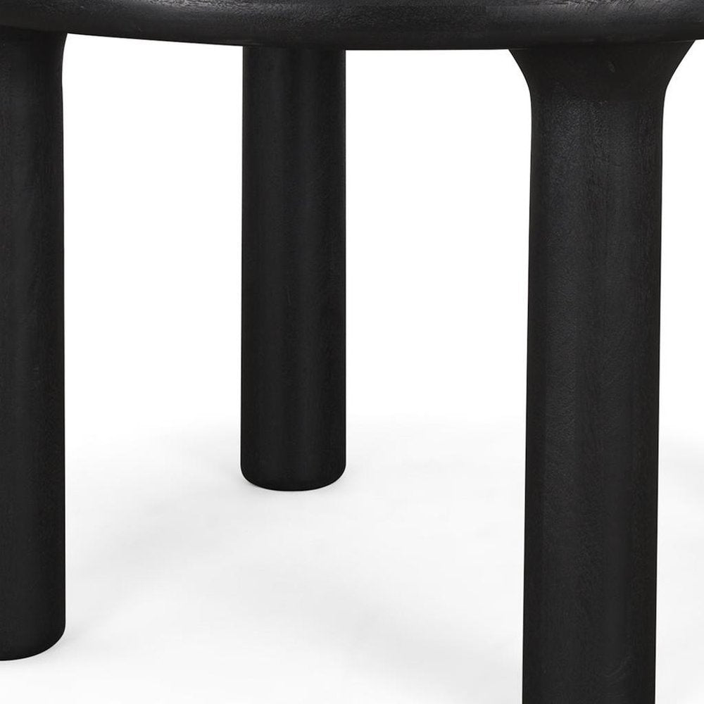 48" Black Solid Wood Round Top Dining Table