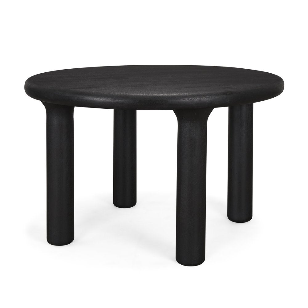 48" Black Solid Wood Round Top Dining Table
