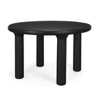 48" Black Solid Wood Round Top Dining Table