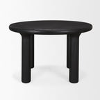 48" Black Solid Wood Round Top Dining Table