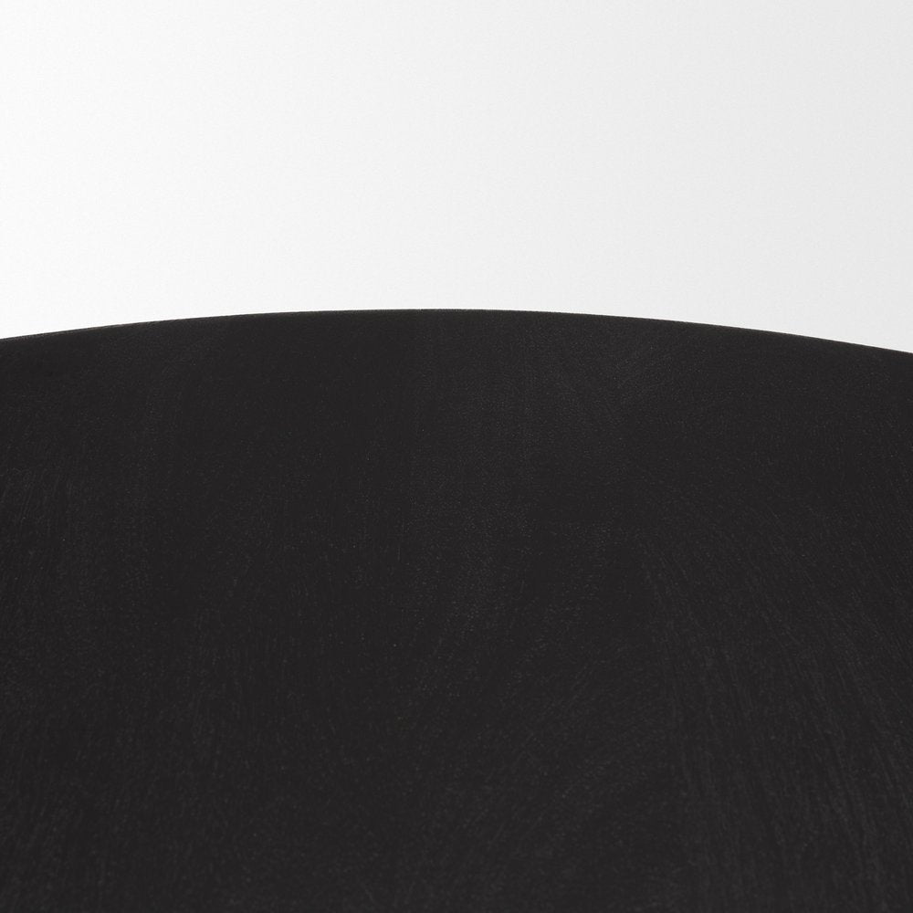 48" Black Solid Wood Round Top Dining Table
