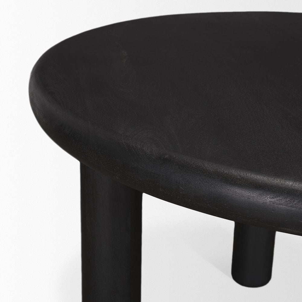 48" Black Solid Wood Round Top Dining Table