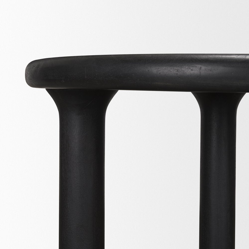48" Black Solid Wood Round Top Dining Table