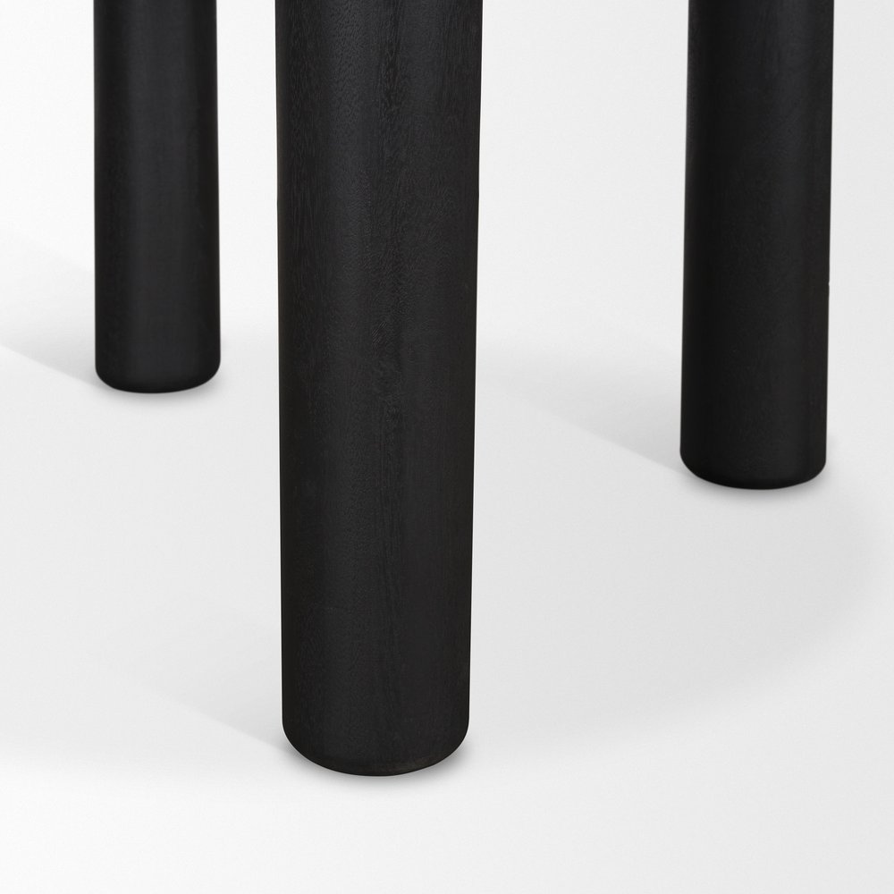 48" Black Solid Wood Round Top Dining Table