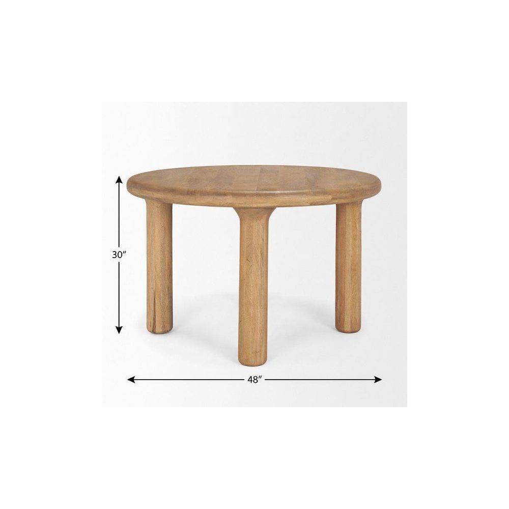 48" Black Solid Wood Round Top Dining Table