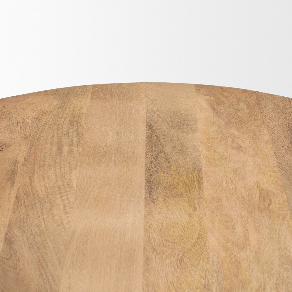 48" Black Solid Wood Round Top Dining Table