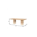 94" Natural And Beige Solid Wood And Marble Double Pedestal Base Dining Table