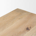 94" Natural And Beige Solid Wood And Marble Double Pedestal Base Dining Table