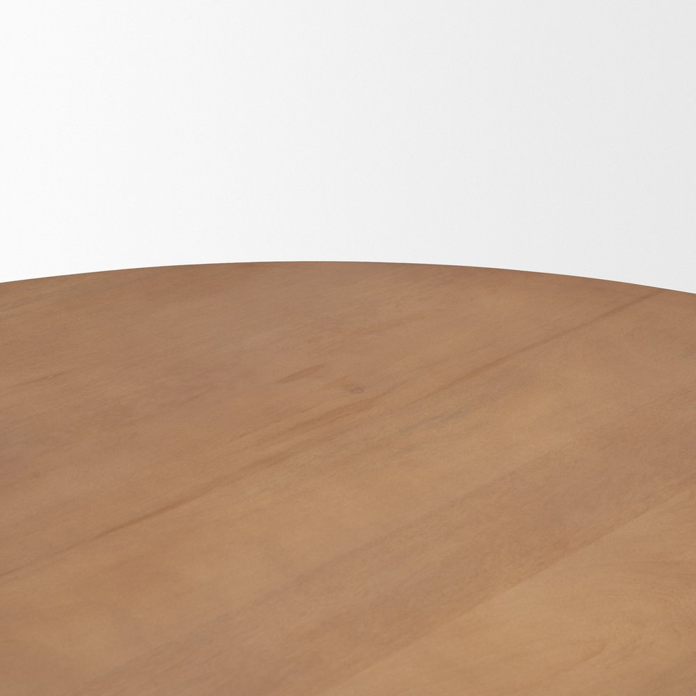 60" Light Brown Solid Wood Pedestal Base Round Top Dining Table