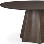 60" Light Brown Solid Wood Pedestal Base Round Top Dining Table