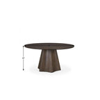 60" Light Brown Solid Wood Pedestal Base Round Top Dining Table