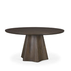 60" Light Brown Solid Wood Pedestal Base Round Top Dining Table