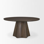 60" Light Brown Solid Wood Pedestal Base Round Top Dining Table