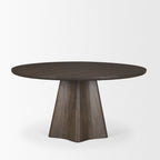 60" Light Brown Solid Wood Pedestal Base Round Top Dining Table