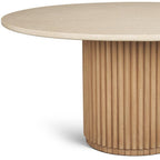 60" Dark Brown Solid Wood Pedestal Base Round Top Dining Table