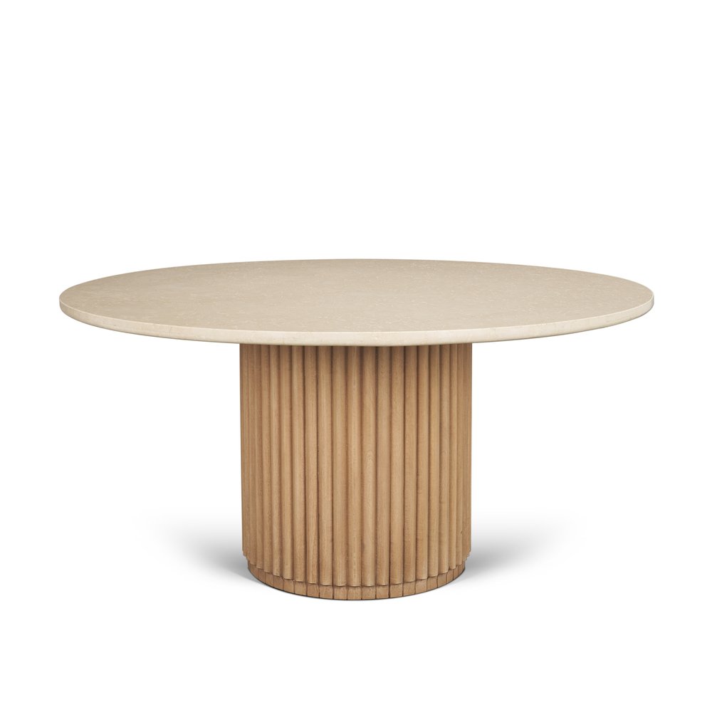 60" Dark Brown Solid Wood Pedestal Base Round Top Dining Table