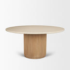 60" Dark Brown Solid Wood Pedestal Base Round Top Dining Table
