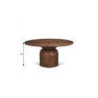 60" Brown Solid Wood Pedestal Base Round Top Dining Table