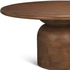 60" Brown Solid Wood Pedestal Base Round Top Dining Table