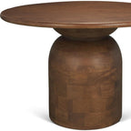 60" Brown Solid Wood Pedestal Base Round Top Dining Table