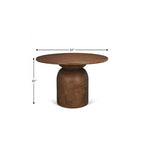 60" Brown Solid Wood Pedestal Base Round Top Dining Table