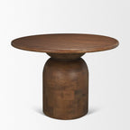 60" Brown Solid Wood Pedestal Base Round Top Dining Table